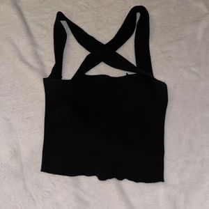 Black razorback crop top